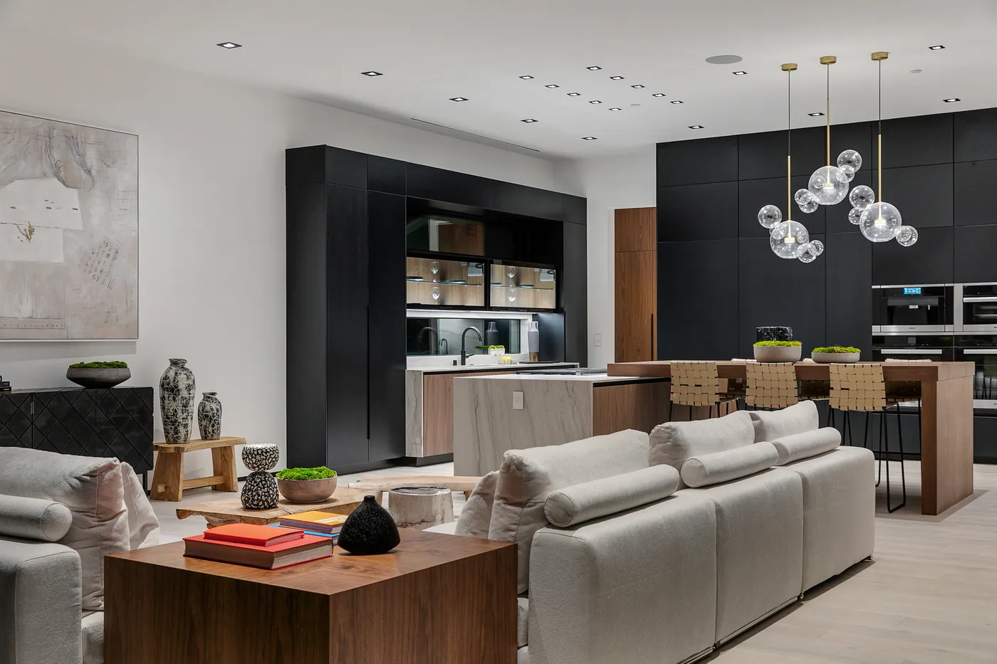 Living room open to the kitchen