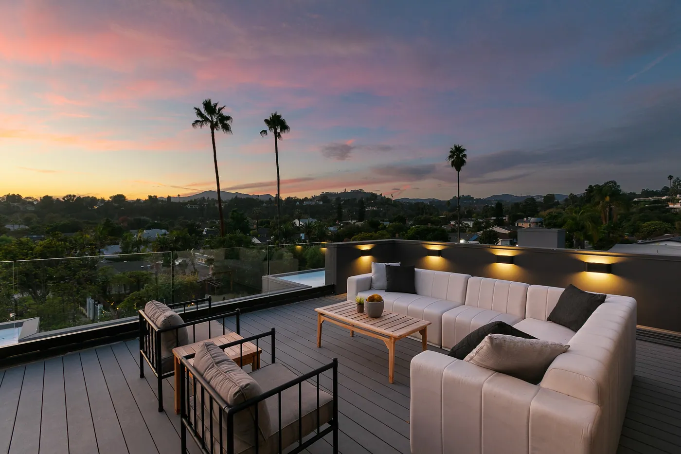 Roof terrace at sunset