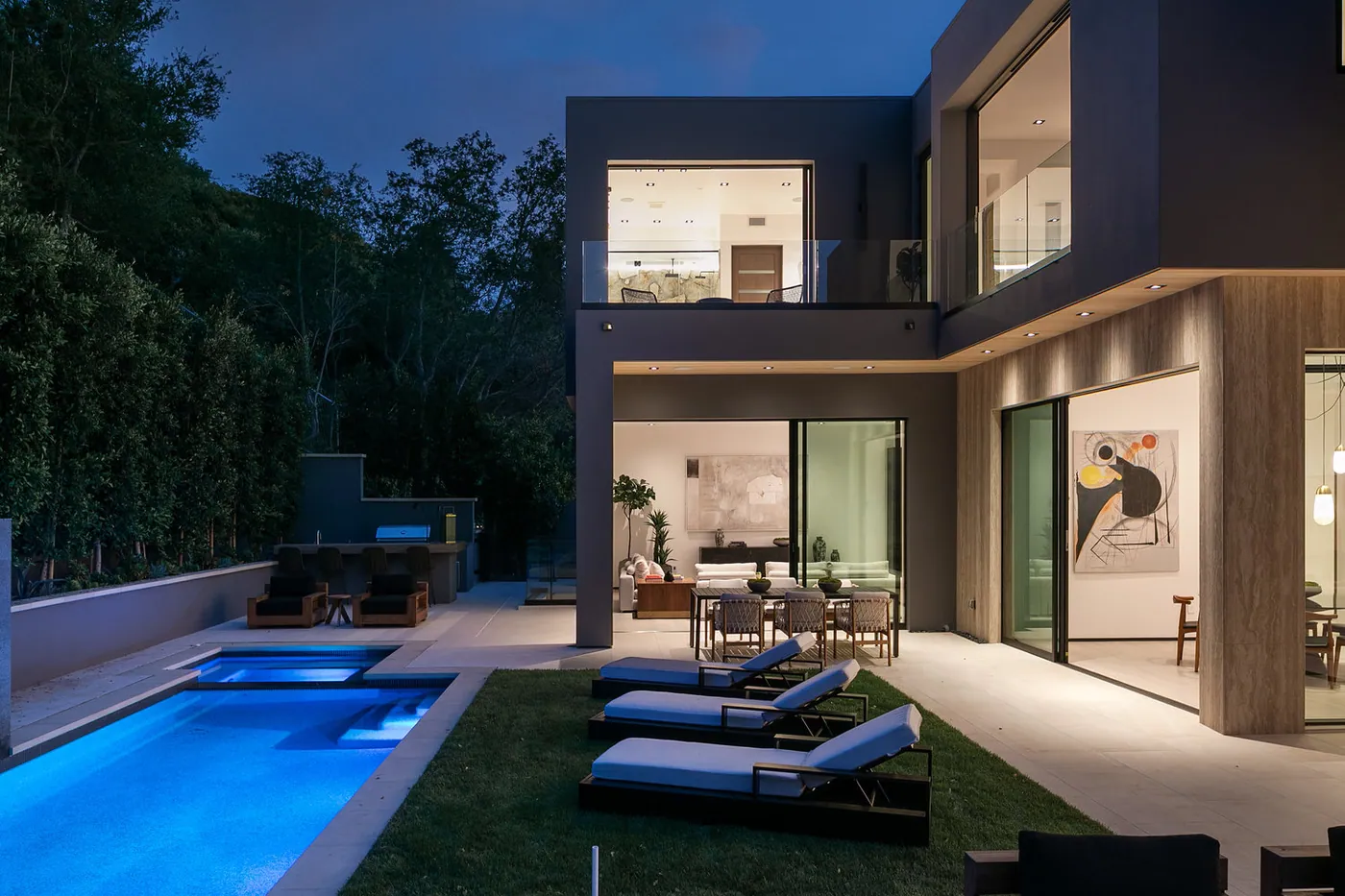 Pool and terrace at night