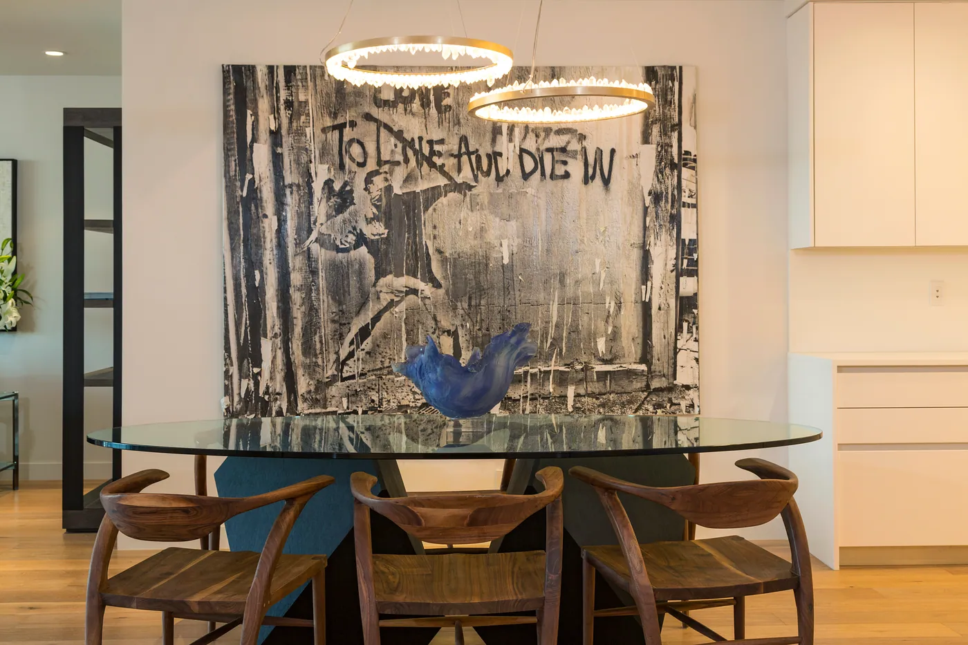 Dining table and artwork
