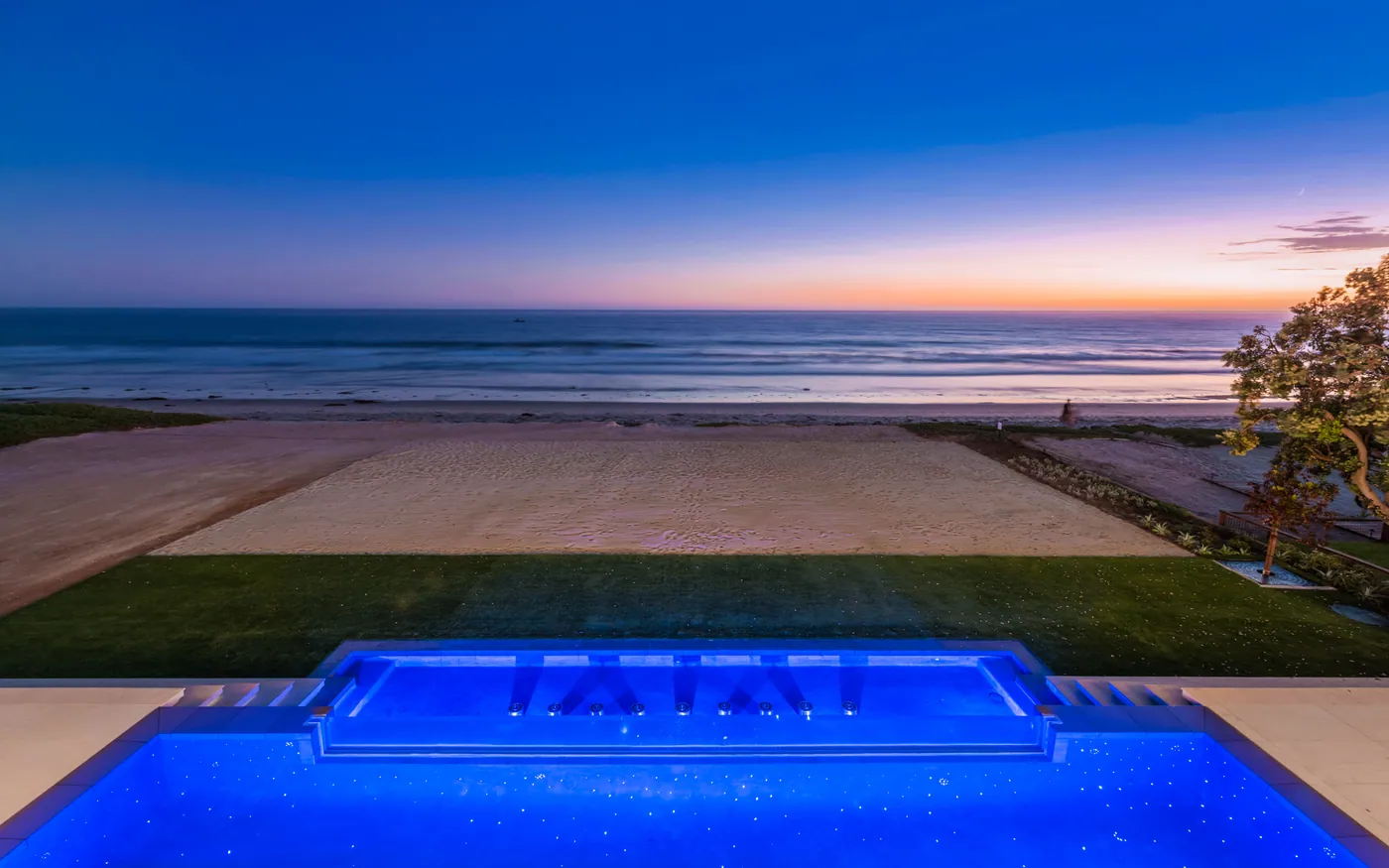 Spa above the beach at sunset