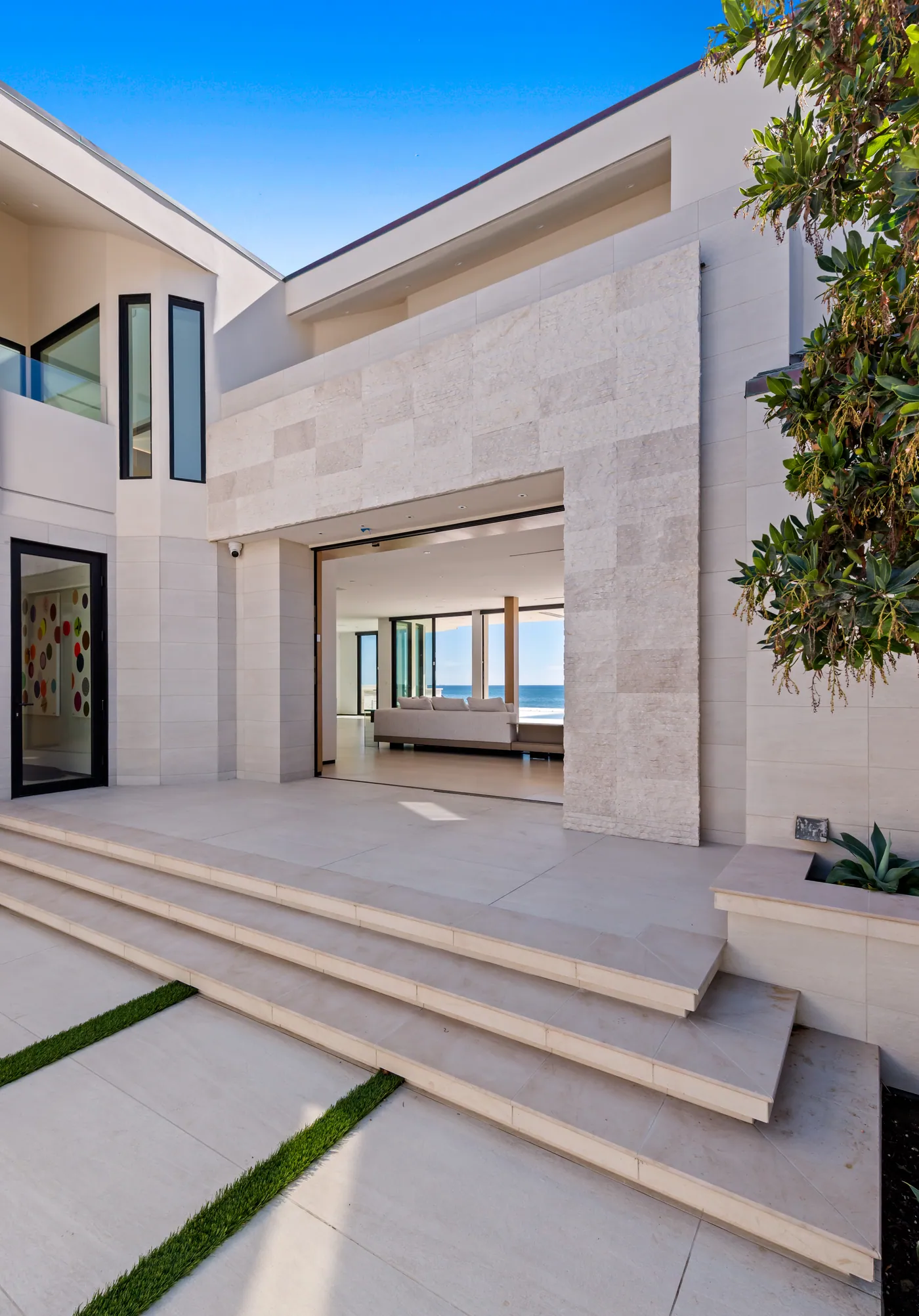 Entry steps in pale stone