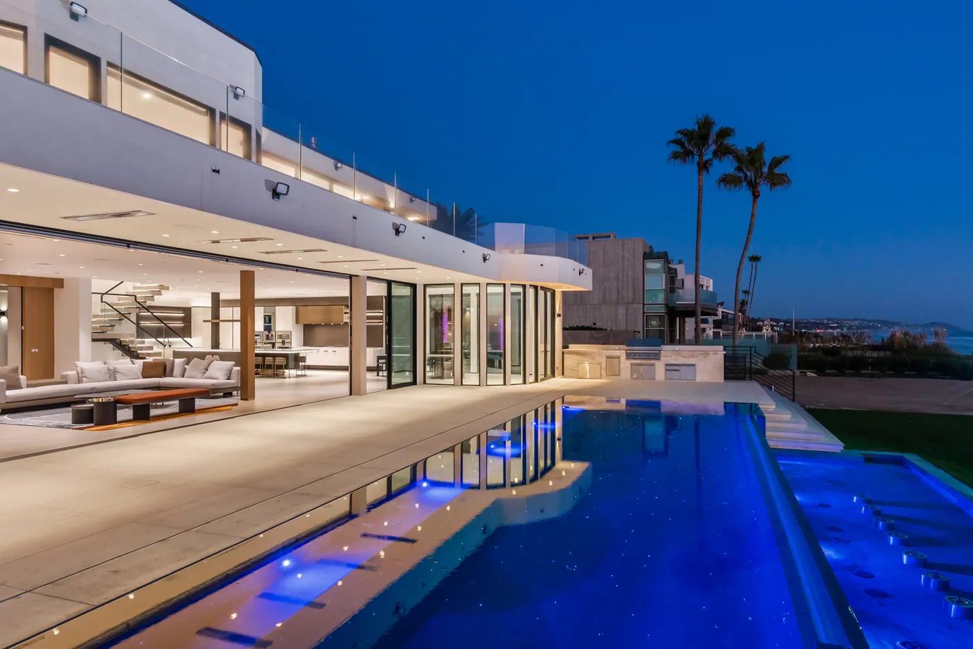 Pool terrace at dusk