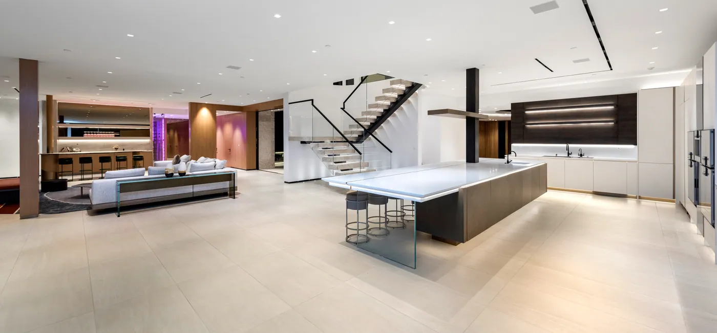 Kitchen island and staircase