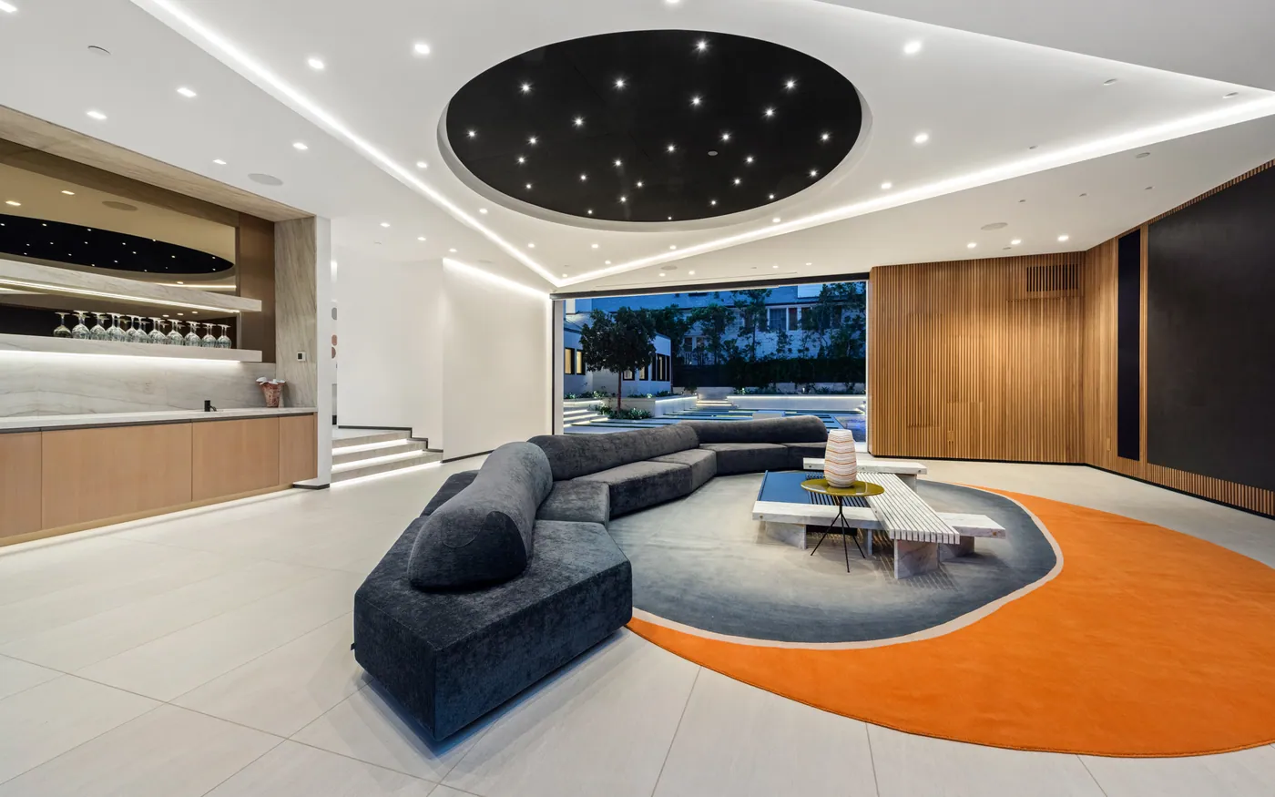Media lounge at night