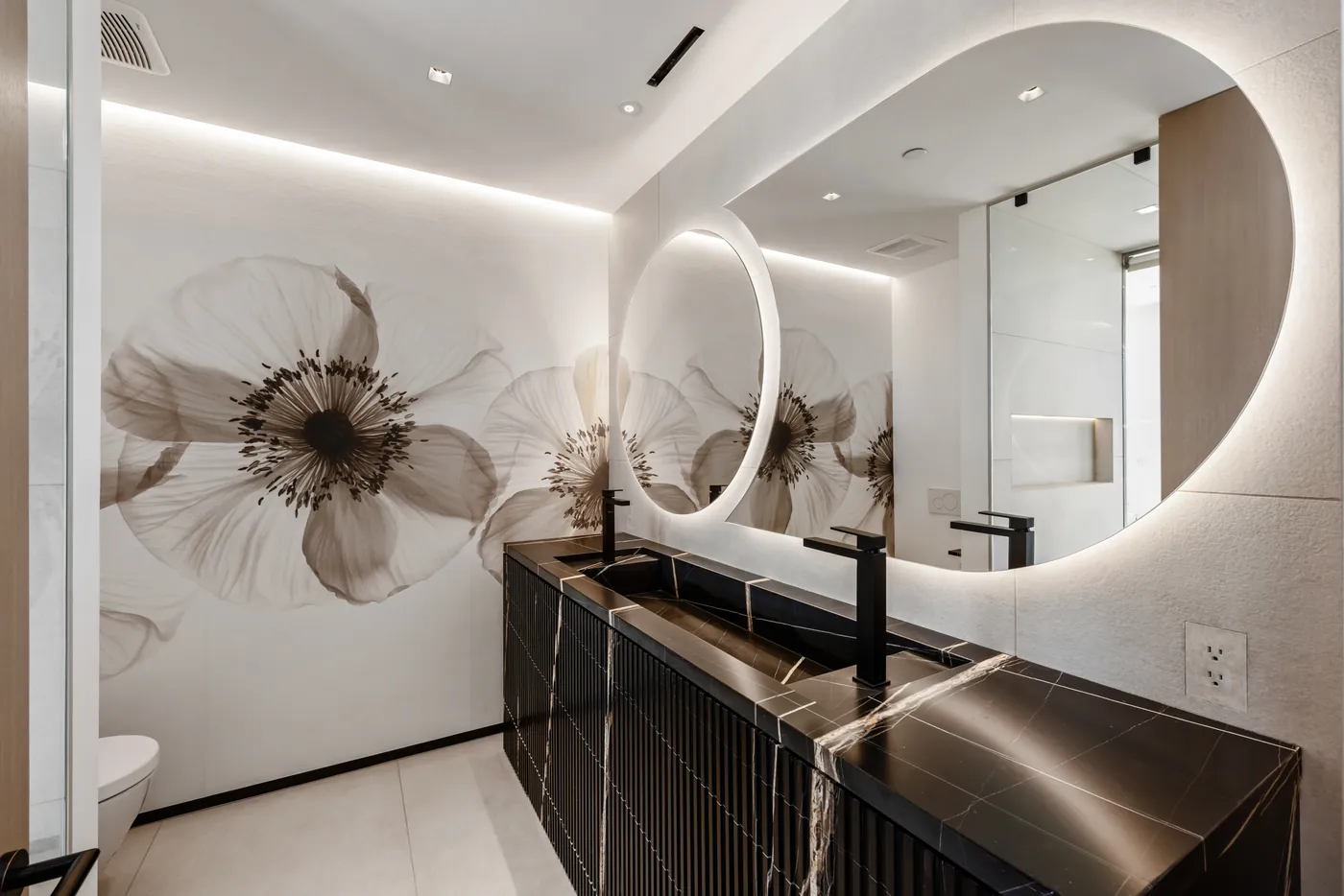 Powder room — hand-painted mural