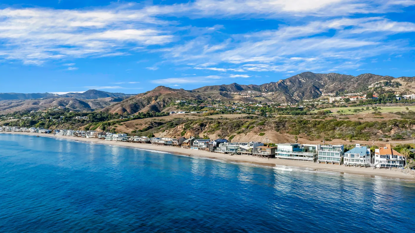 Malibu Road and the mountains from above