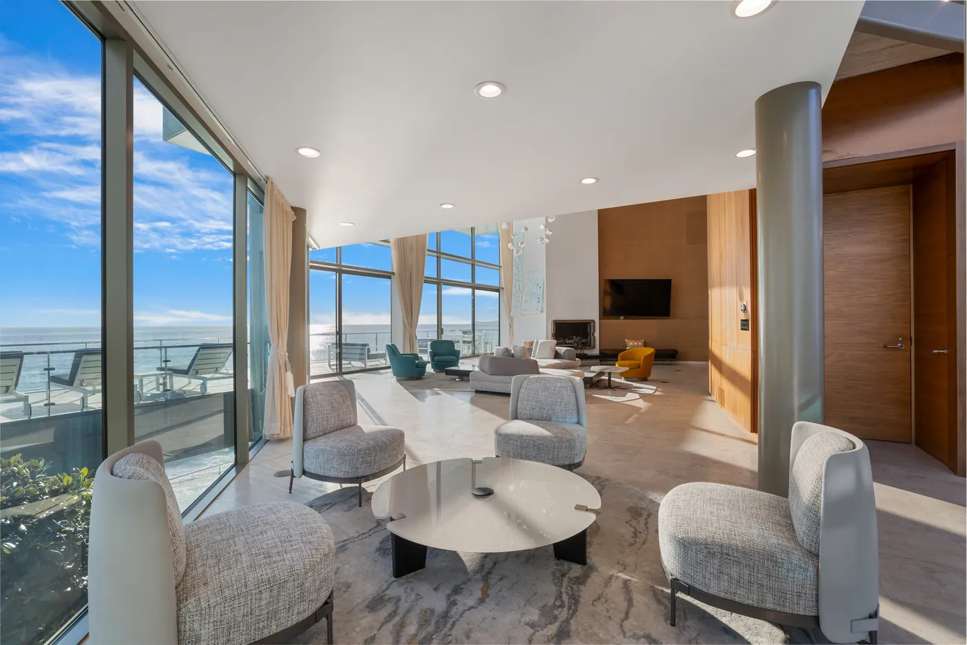 Malibu Road, Malibu — the stair placed inside the double-height volume
