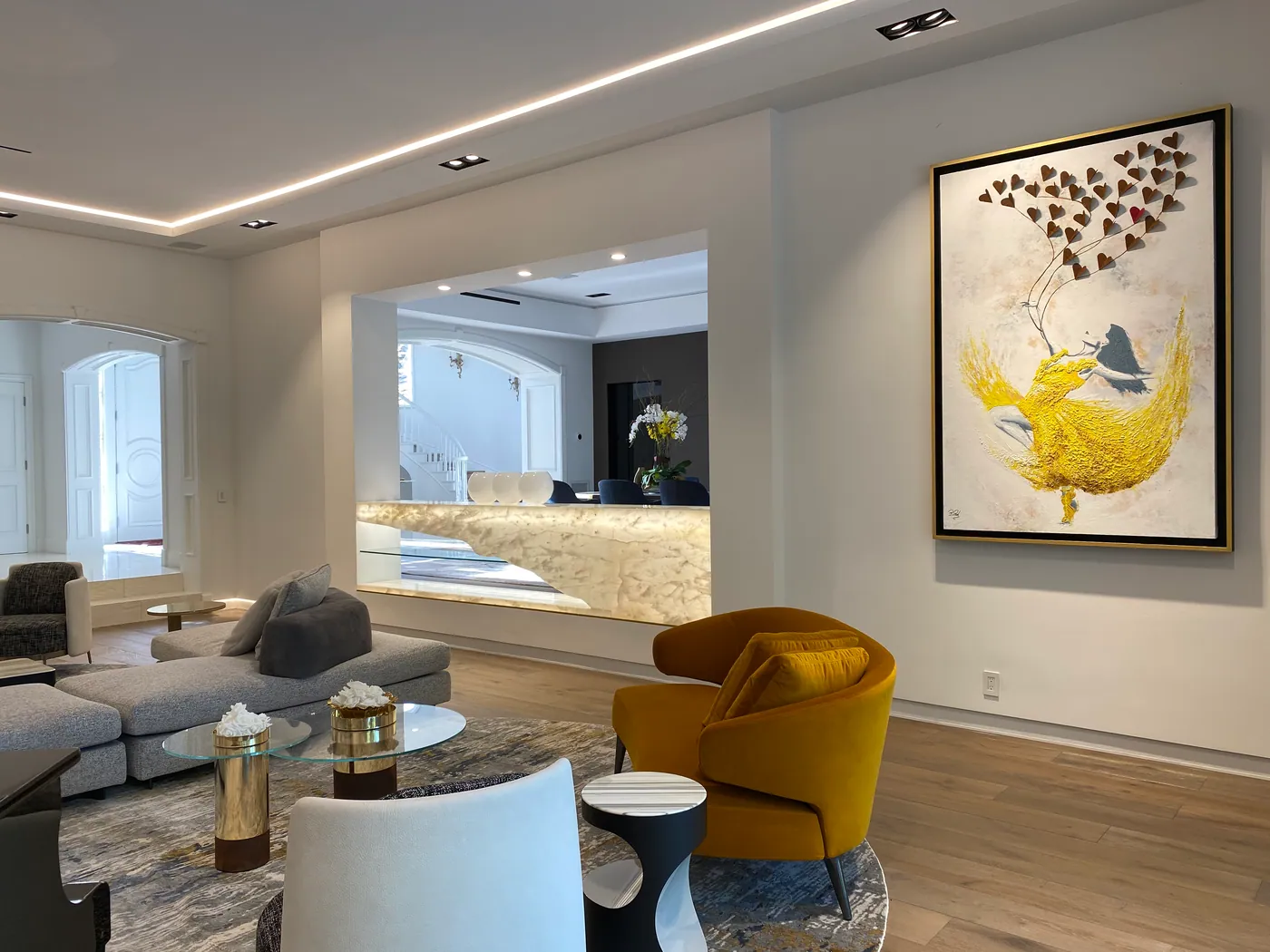 Sitting room with statement artwork