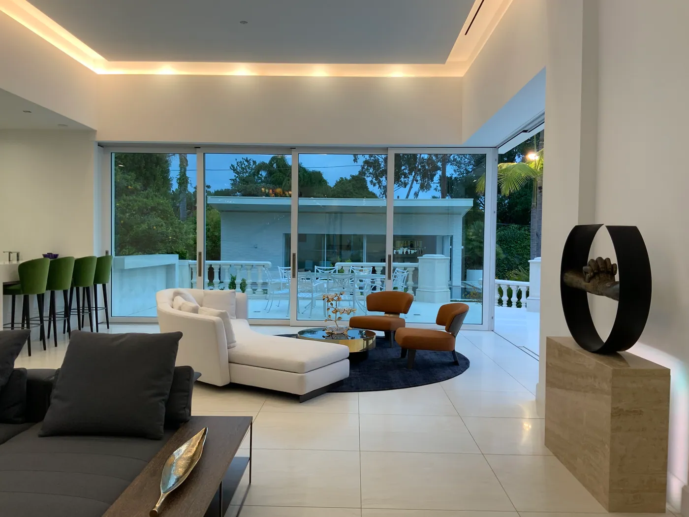 Living room open to the terrace