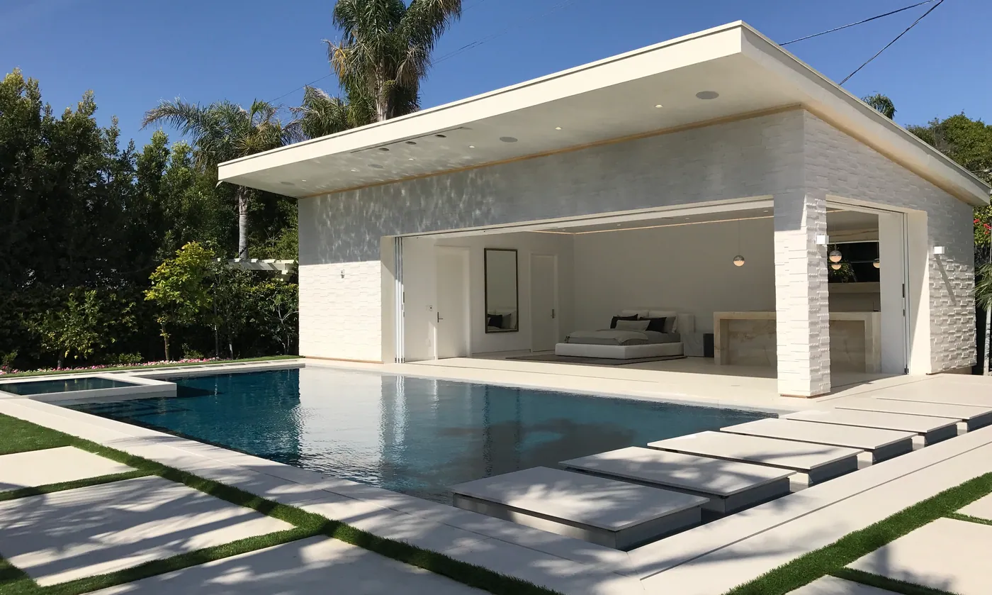 North Rockingham, Brentwood: pool house beside the pool