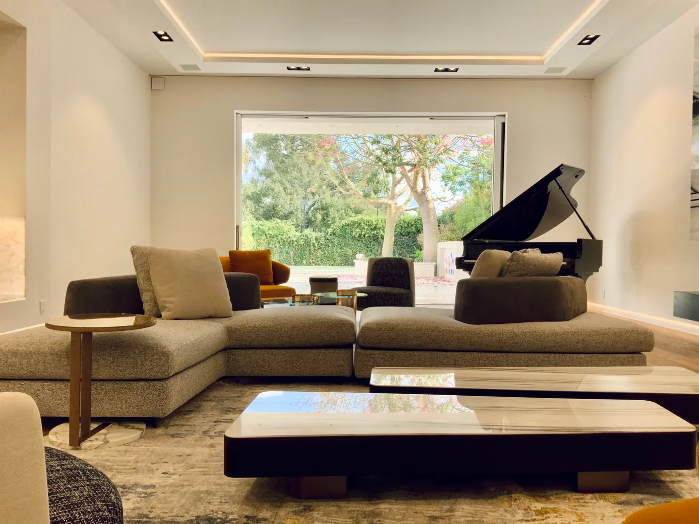 Living room seating and piano