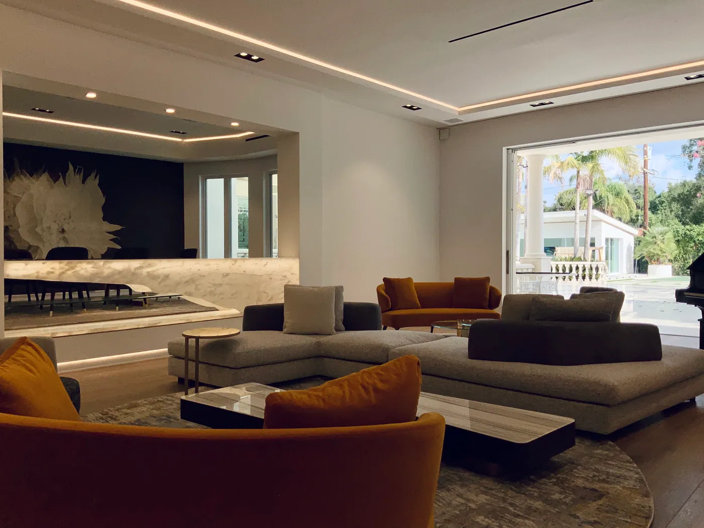 Living room and onyx wall