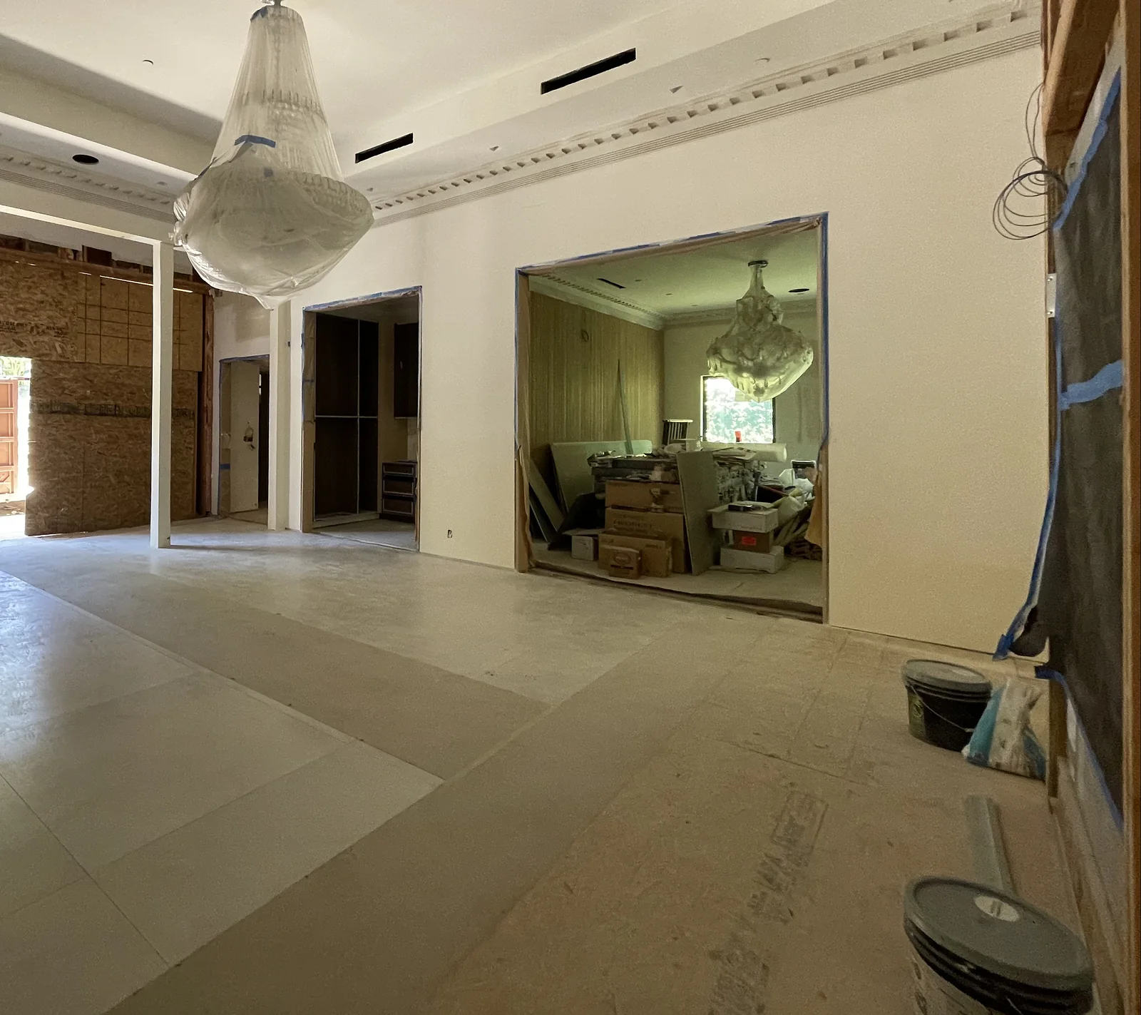 The foyer during the renovation, from the same spot