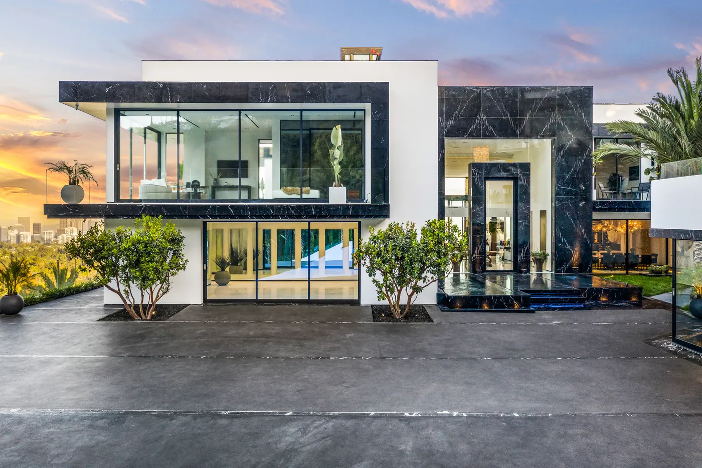 Front facade at sunset