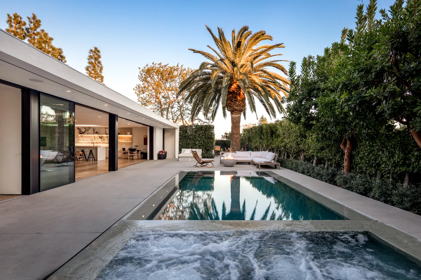 Pool and spa along the house