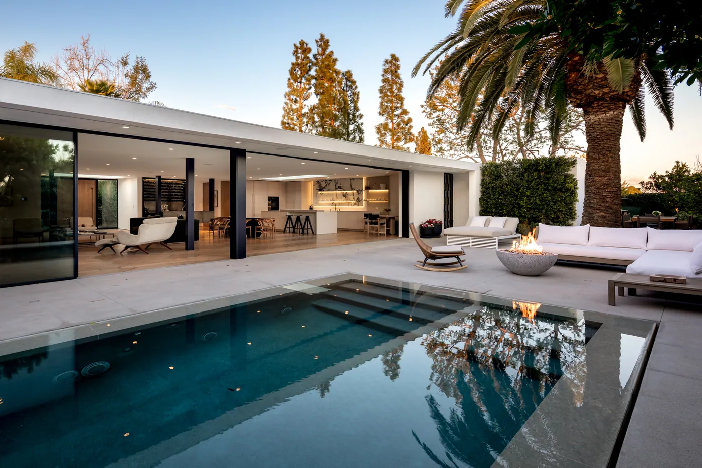 Pool terrace at sunset