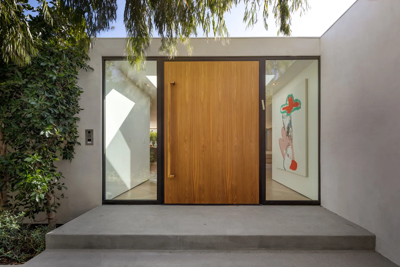 Front door in oak and glass
