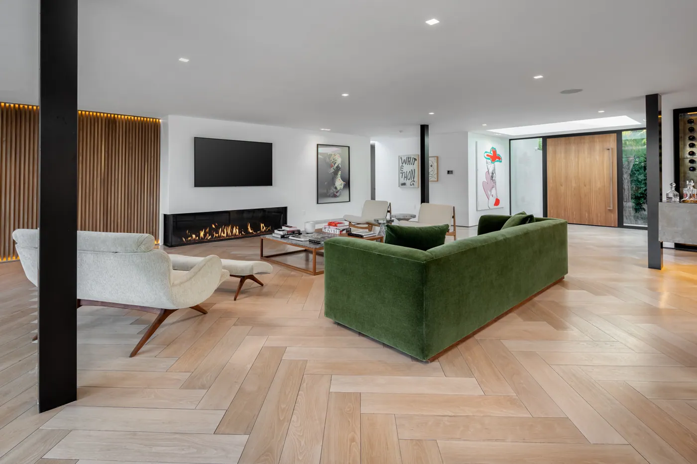 Living room in herringbone oak